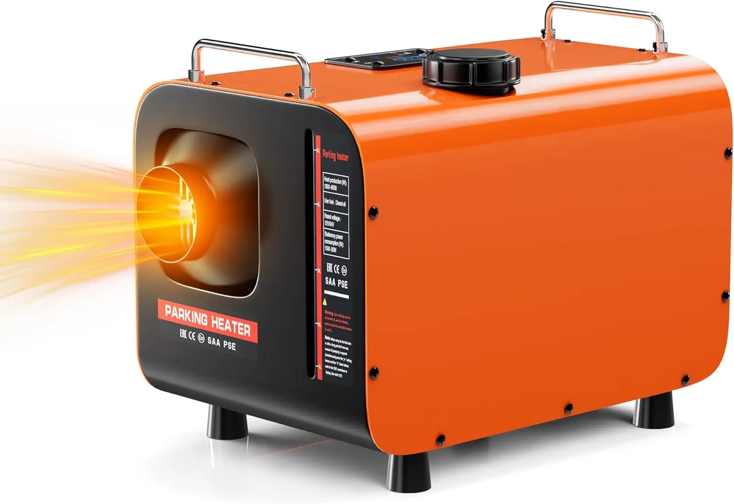 

Портативный воздухонагреватель мощностью 8 кВт, 12 В/24 В/110 В с ЖК-дисплеем и пультом дистанционного управления для автомобиля, автофургона, лодки, гаража (оранжевый)