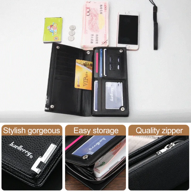 2024 الفاخرة العلامة التجارية الشهيرة محفظة طويلة محفظة الذكور محفظة كبيرة الرجال مفيد مخلب Portomonee Baellery الهاتف حقيبة المال السوار #4