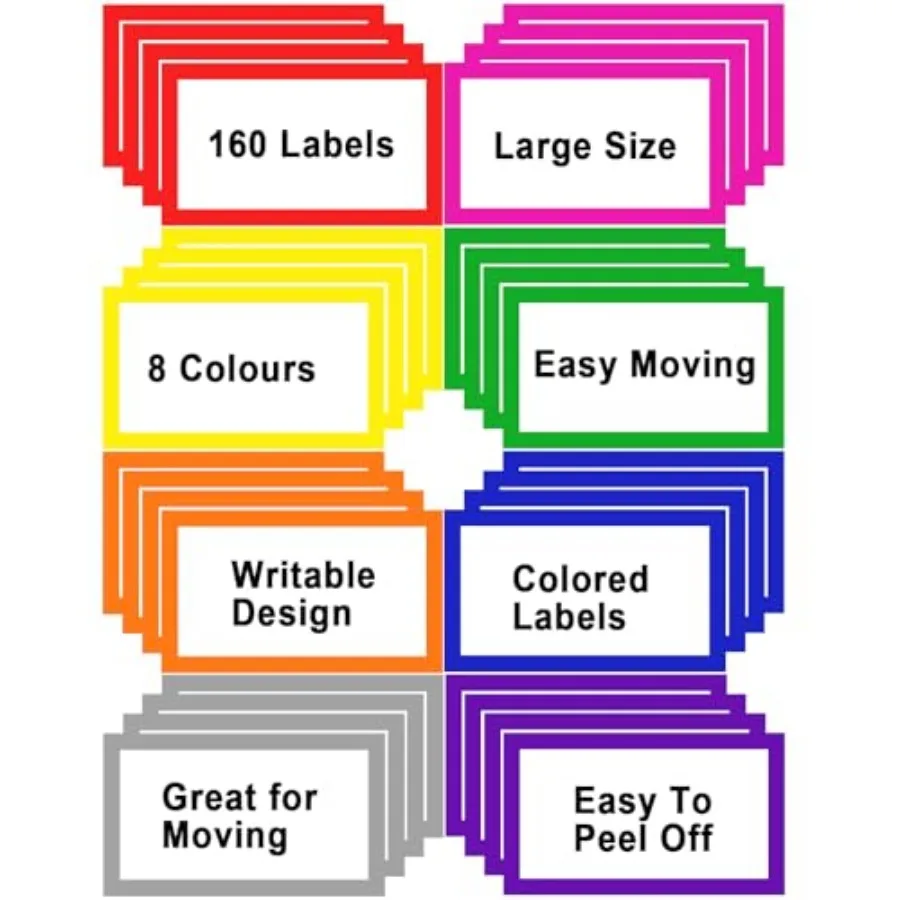 6 x 4 inch Large Moving Labels for Boxes, Blank Moving Boxes Labels Stickers, 160pcs 8 Color Coded Moving Stickers Packing Labe