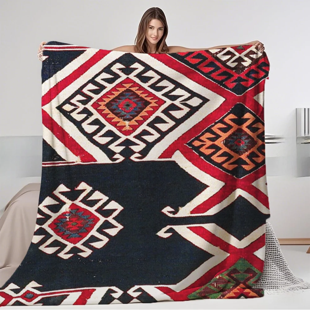 

Coastal Home Collection Flannel Cozy Blanket Sacikara Southwest Anatolian Kilim Plush Throw Premium Bedding With Ultra-soft
