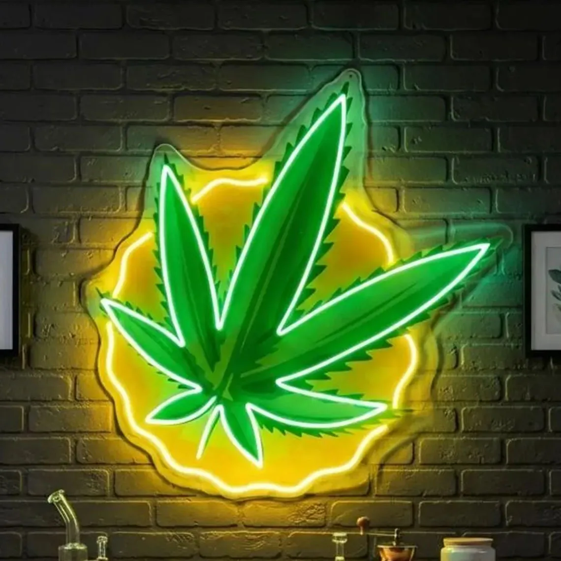 Leaf Art LED Neon Sign,Pop Art Room Wall Decor,Modern Home Bar Wall Art,Game Room/Man Cave Sign,Custom Neon Sign