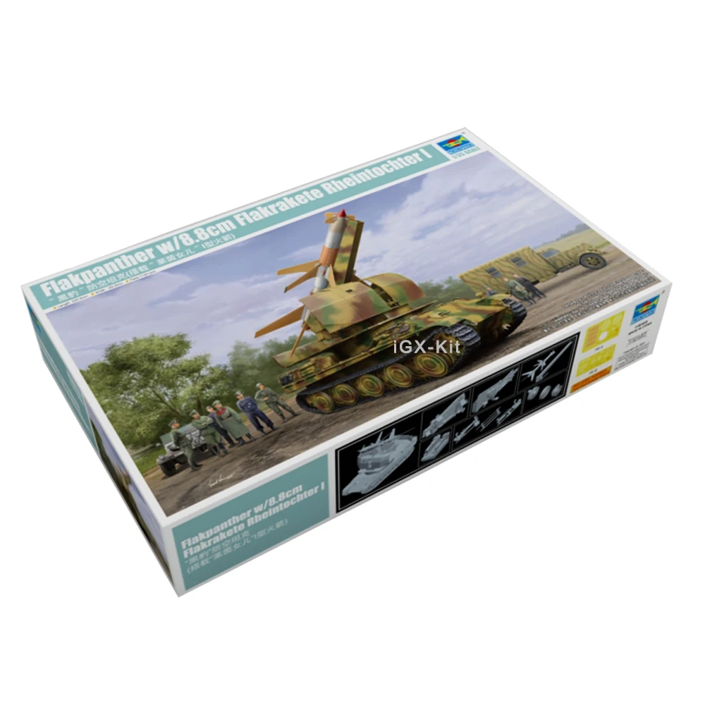 Trumpeter 09532 1/35  Flakpanther W/ 8.8cm Flakrakete Rheintochter I Tank Military Assembly Plastic Gift Toy Model Building Kit