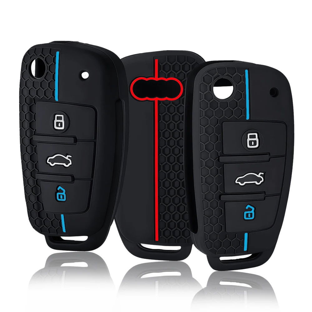 Silicone Key Case Cover Shell for Audi A4 B7 A6 C6 4f 8v A3 8p A1 A3 Accessories Auto Remote Key Holder 3 Button Jacket
