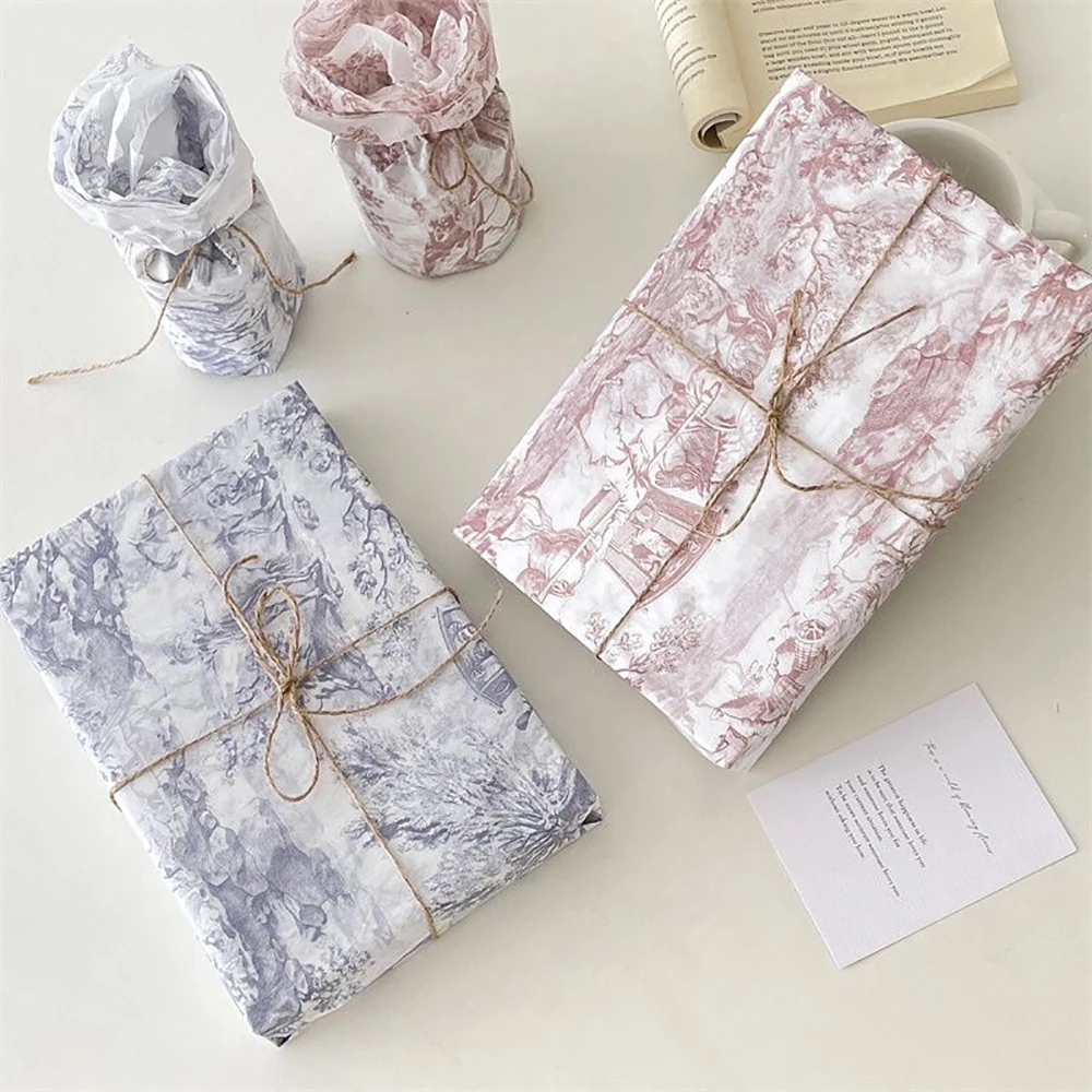 

20pcs Chic Retro Packaging Paper Vintage Elegant Tissue Wrapper Wedding Gift Box Packing Flower Floral Decorative Craft Material