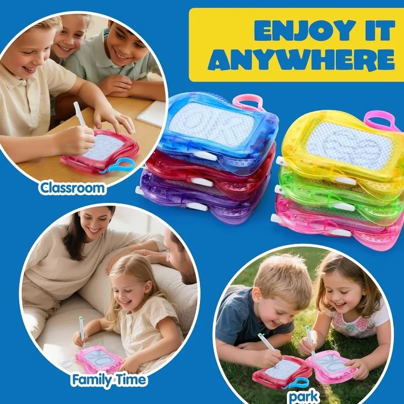 12 Pcs Mini Magnetic Drawing Board 6 Color Erasable Keychain Drawing Board for Kids 8-12 Classroom Prize Birthday Party Favors view 4