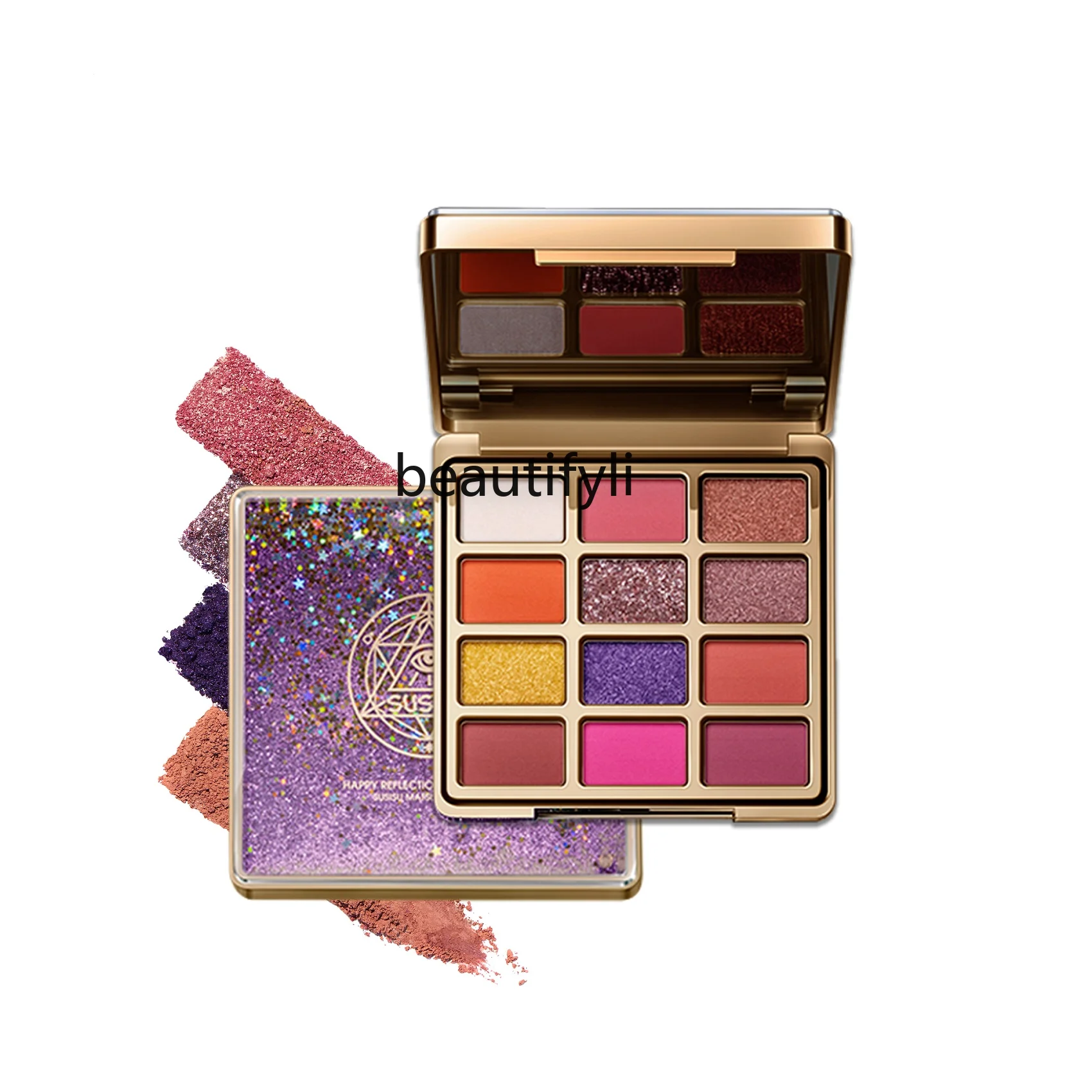 Fantasyland Quicksand 12-color Eyeshadow Palette Matte Pearl Sequins Delicate Powder All-match Color Portable Eyeshadow Cosmetic