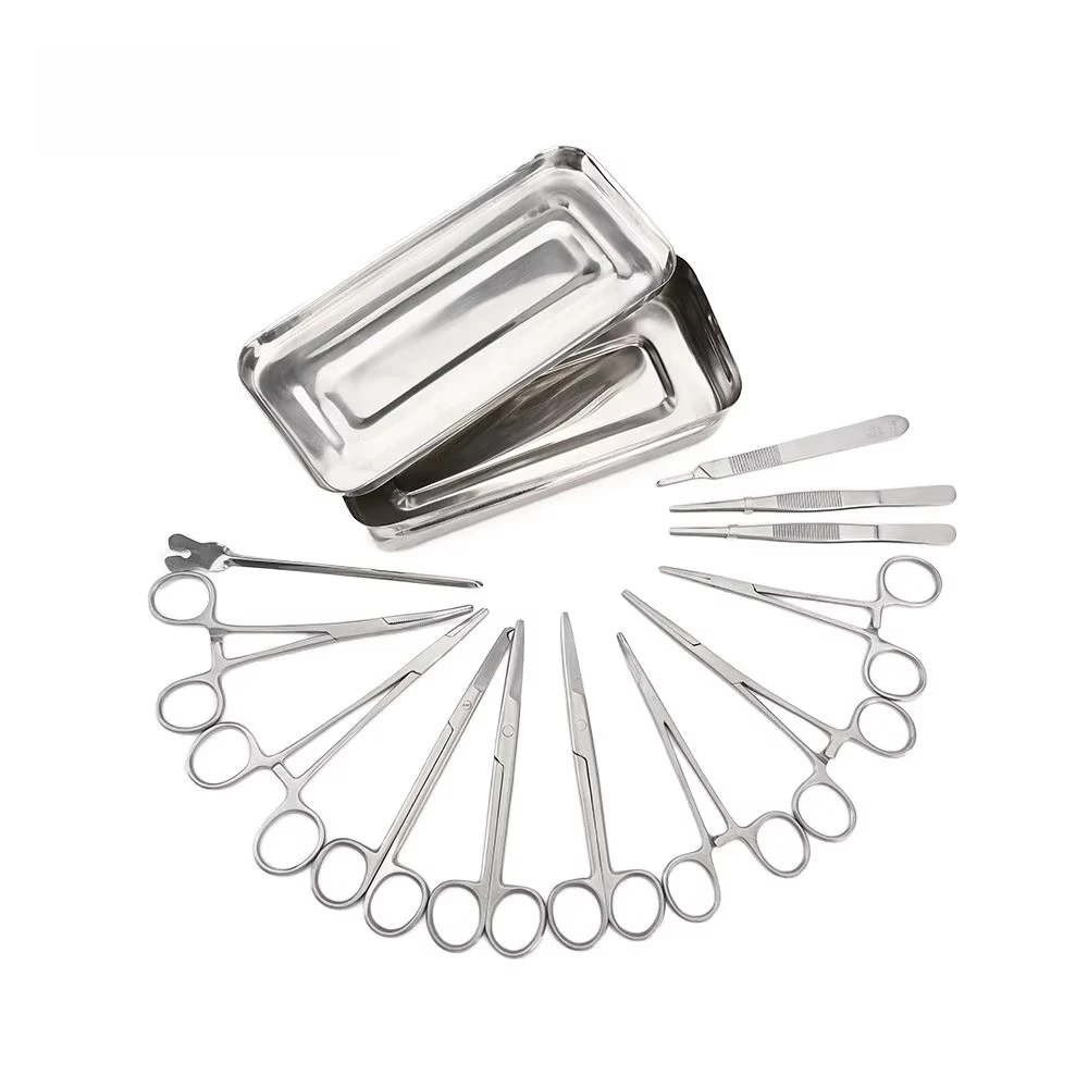 13 Pcs Stainless Steel Manual Basic Minor Surgery Kit Dressing Box for Surgical Training
