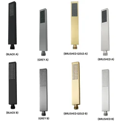 Brushed/Matt Black/Gray/Brushed Gold Square 304 Stainless-Steel Handheld High-Pressure Shower Head Shower Accessories