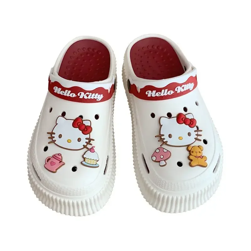 Sanrio cute Hello Kitty EVA new hole shoes women's summer outerwear non-slip thick-bottomed shit-feeling sandals and slippers