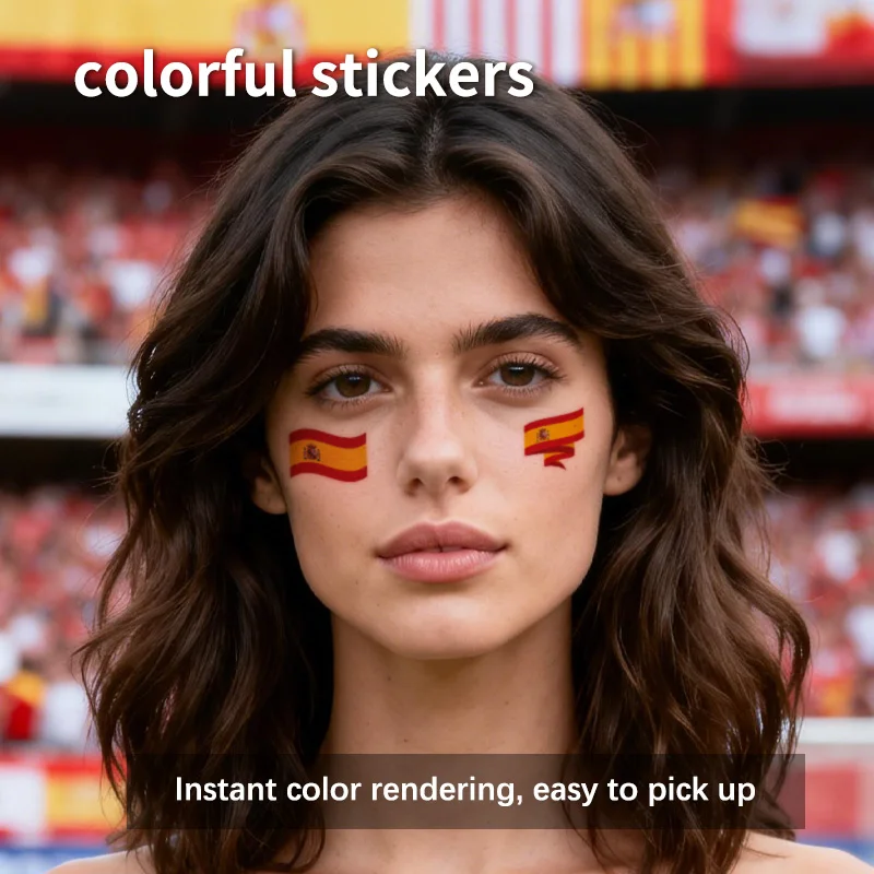 Spain Flag Temporary Tattoo Sticker, Long-lasting and Waterproof, Festival, Football, Soccer Fan Stickers, Arm, Face