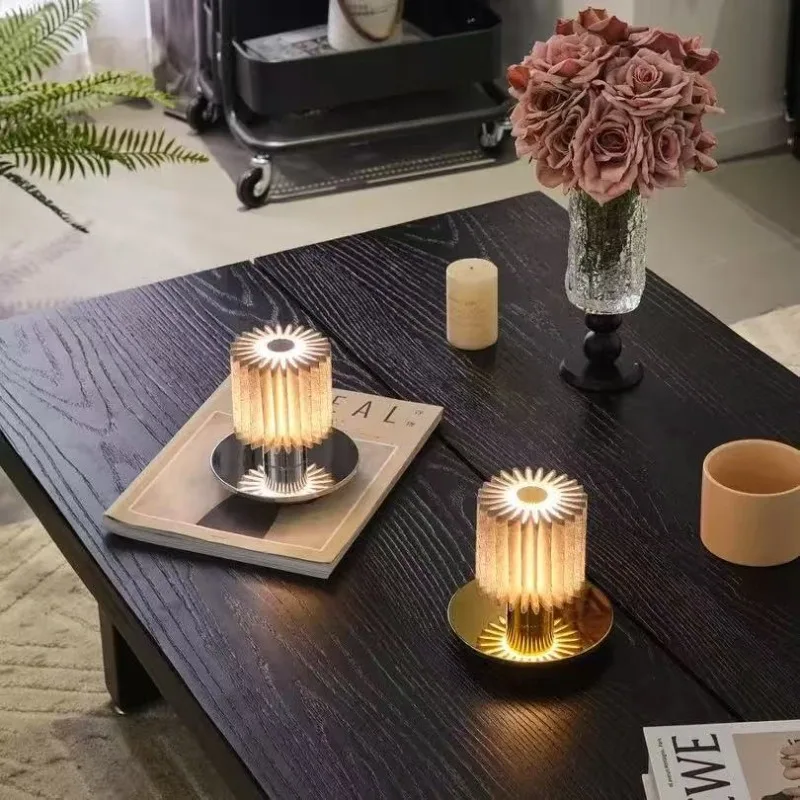 Crystal Led Table Lamps Rechargeable Book Night Lights Reading Bedside Bedroom Atmosphere Retro Hotel Bar Decor Dimmable Fixture