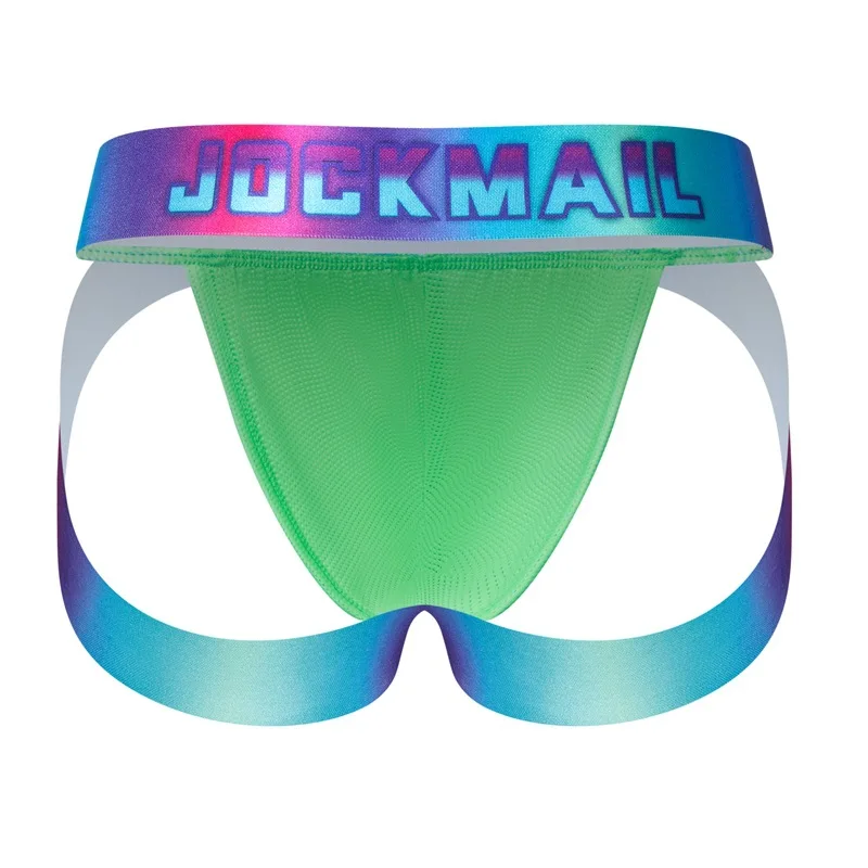 

Jockmail Men Underwear Gradient Printing Tie Dyeing Butt Lifting Thong Sexy Bikini Mesh Breathable Jockstraps for Man Lingеrie