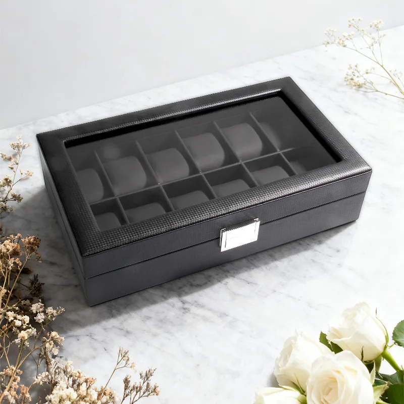 For Watch Storage Box, Black Imitation Leather Hard Pillow, Desktop Watch Display Box, Exquisite Storage.