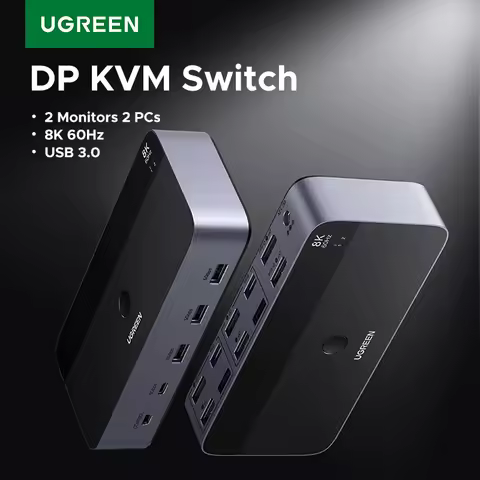 UGREEN DisplayPort dual-monitor KVM switch for 2 PCs — Best DisplayPort-focused pick