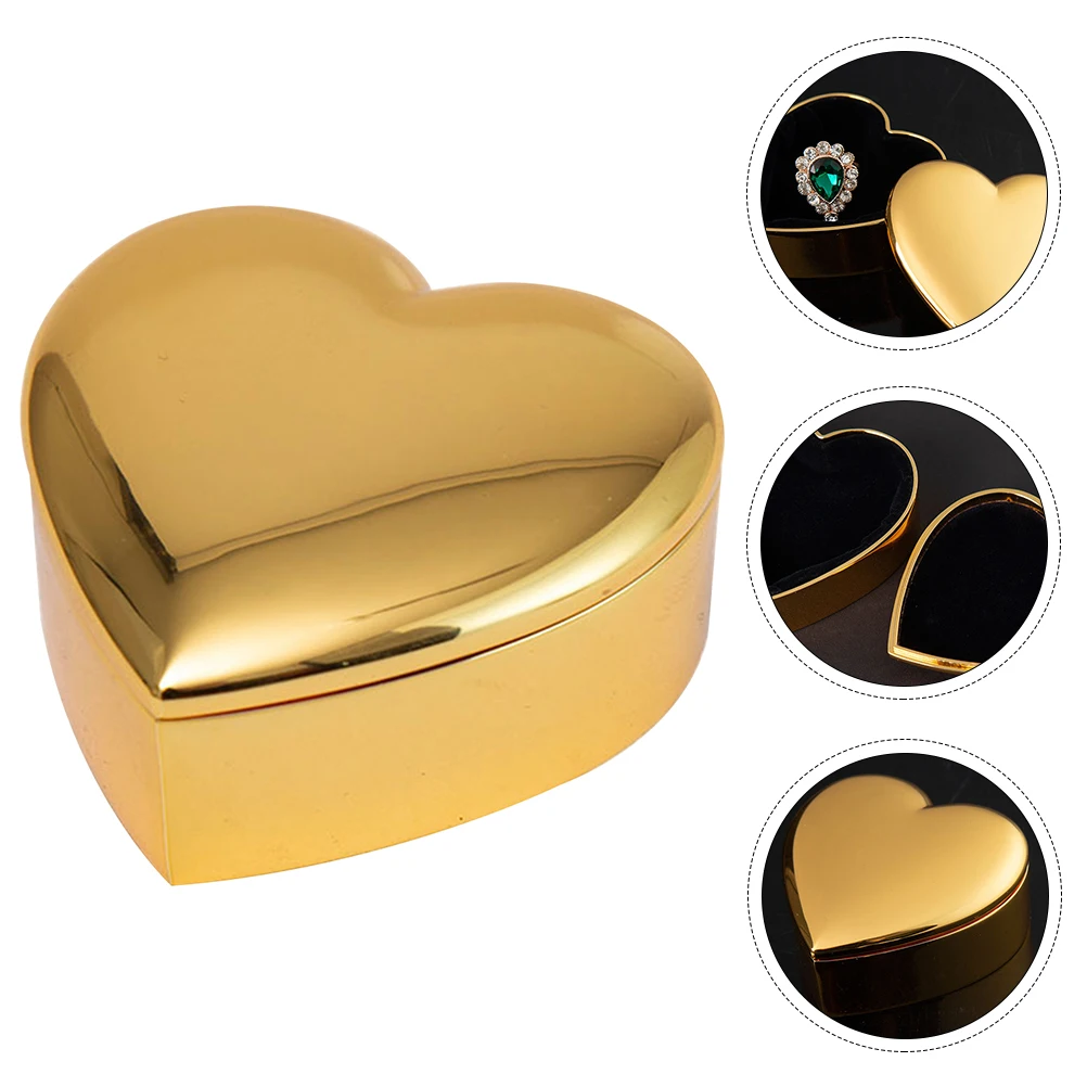 

Heart Shaped Jewelry Box Metal Storage Case for Necklace Earrings Ring Travel Safe Material Long Use Great Gift Women Girls