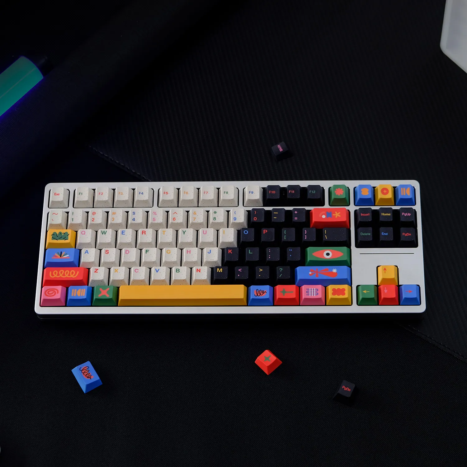 Art Motif Keycaps PBT Cherry Profile Five-Sided Dye-Sub Colorful Custom Full Set DIY for Mechanical Keyboard Cherry MX Abstract