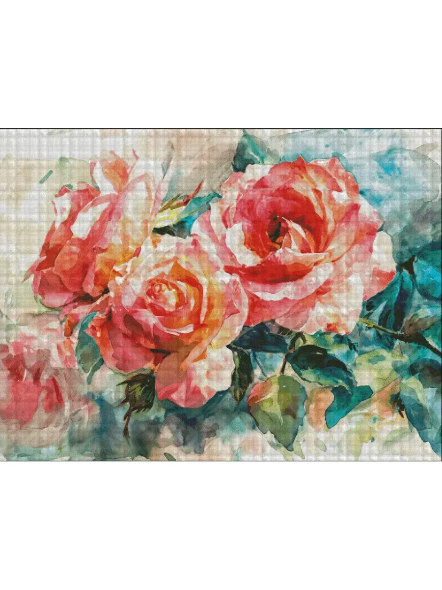 [ZZ4710-Water Dyed Rose] Stamped Cross Stitch Kit 14CT 16CT Pre Printed Canvas Cotton Threads DIY Embroidery for Home Wall Decor