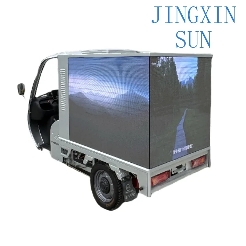 High Quality Light Emitting Diode Cargo Electric Tricycle New Closed Outdoor Promotional Vehicle Advertisement