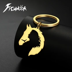 Fishhook Horse Keychain for Woman Men Girl Gift Car Key Chain Ring Pendant Stainless Steel Jewelry Fashion