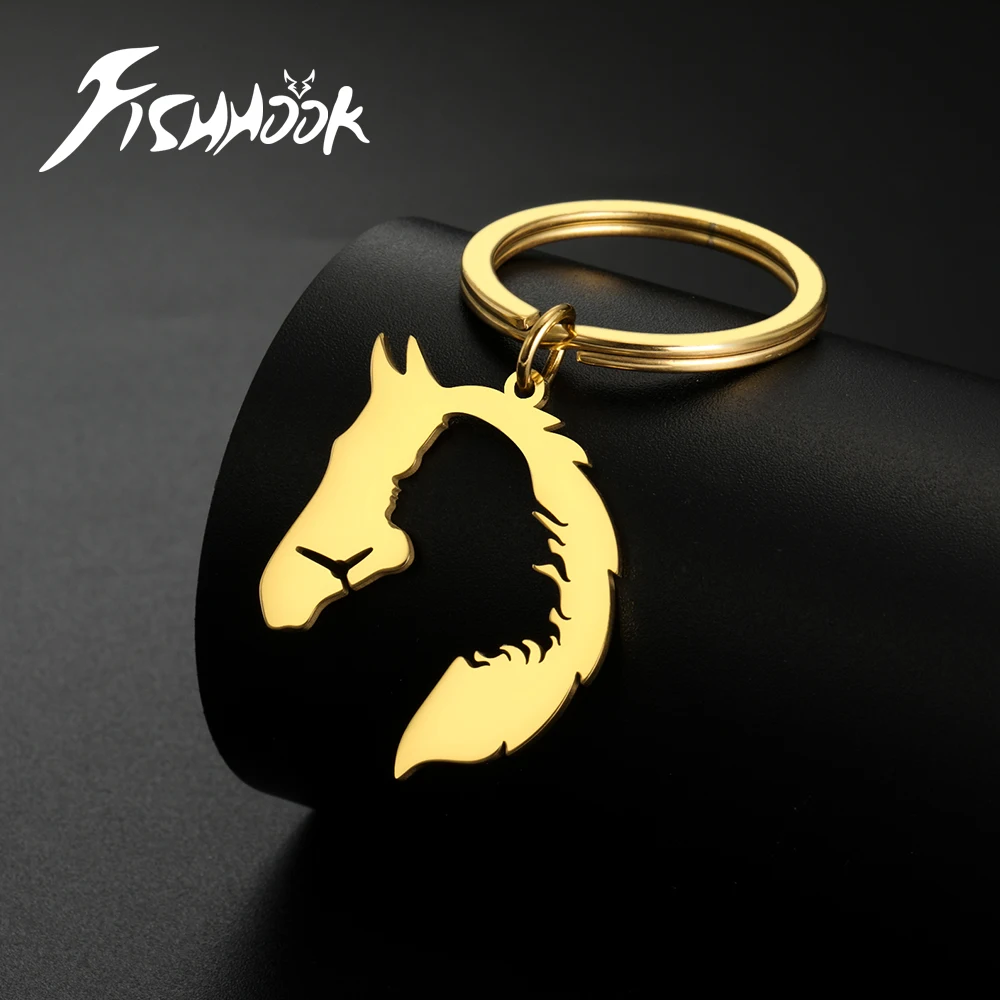 Horse Keychain for Woman Men Sister Mother Gift Car Key Chain Ring Pendant Gold Color Stainless Steel Bag Charm Jewelry