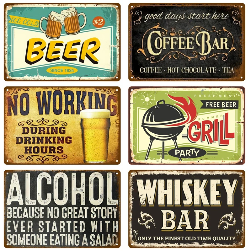 

Beer Vintage Metal Sign Whiskey Tin Sign Posters Plate Home Wall Decor For Pub Bars Cafe Clubs Retro Plaque Painting Man Cave