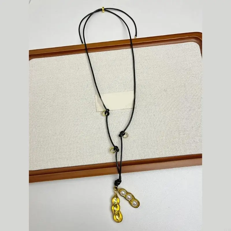  Stylish Peanut Shaped Alloy Necklace Adjustable Neckchain Lightweight Jewelry For Sensitive Skin And Prolonged Wear