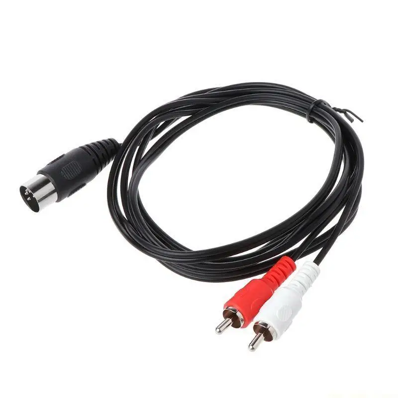 

F62C 0.5M/1.5M 5 Pin Din Male to 2 RCA Male Video Adapter Cable Wire Cord Conne