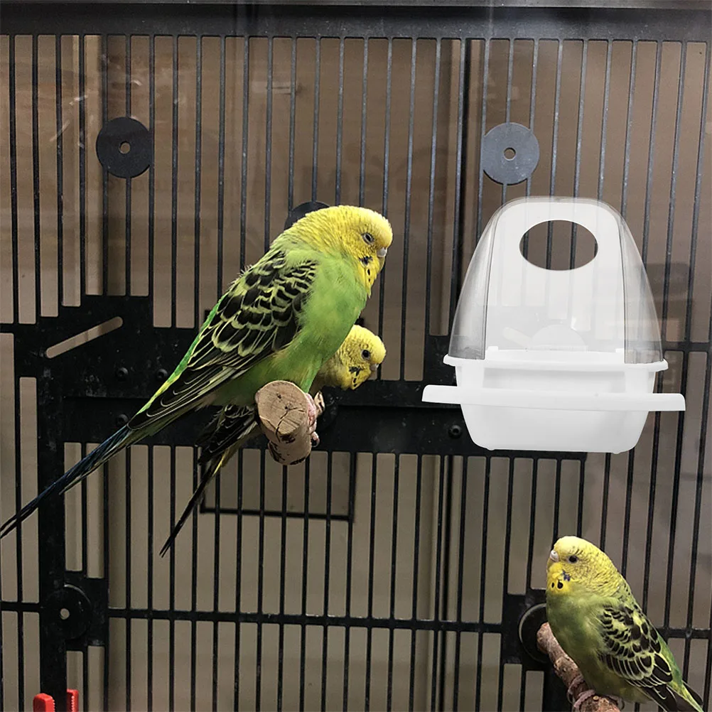 

2PCS Splashing Proof Bird Food Box Transparent Parrot Feeder Cage Hanging Plastic Container Outdoor Pet Bird Accessories Sturdy