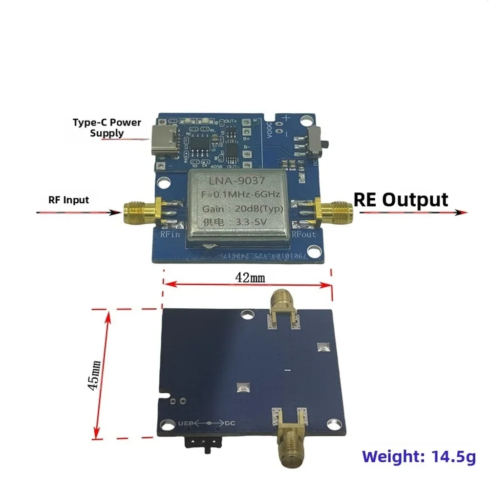 High Gain Full Band Receiver Module for LNA RF Booster Wide Frequency Range 01MHz to 6GHz Compact Size and Connector