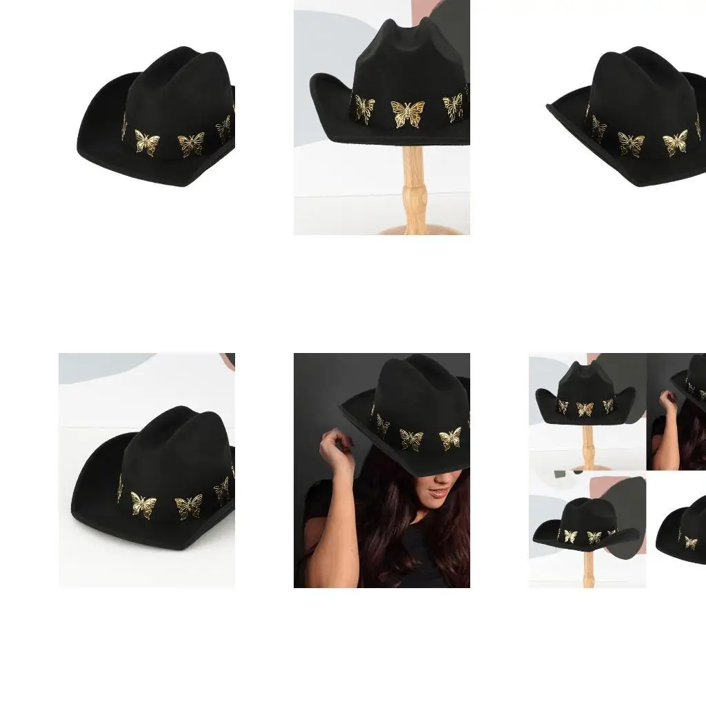 652F Butterly Homburg Butterly Charm Hat Gifts for Boyfriend Hat Wide Brimmed Unisex Wear for Gatherings Photo Props