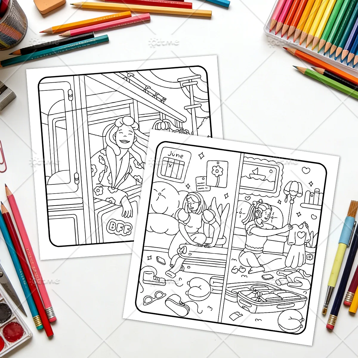 COZY BESTIE Malbuch mit Kühnen und Einfachen Mustern für Erwachsene Niedliches Zeichenbuch Perfektes Geschenk für Partys und Geburtstage ﻿ – Detail 7