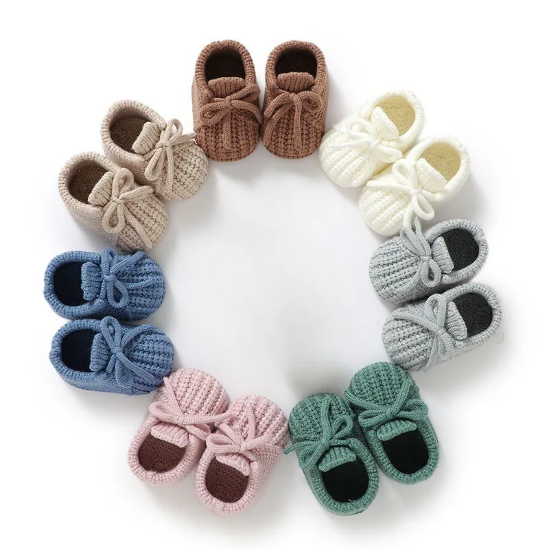 

Newborn Knitted Baby Booties 0-12M, Warm Soft Sole First Walkers for Infant Boys Girls, Non-Slip Toddler Socks House Shoes