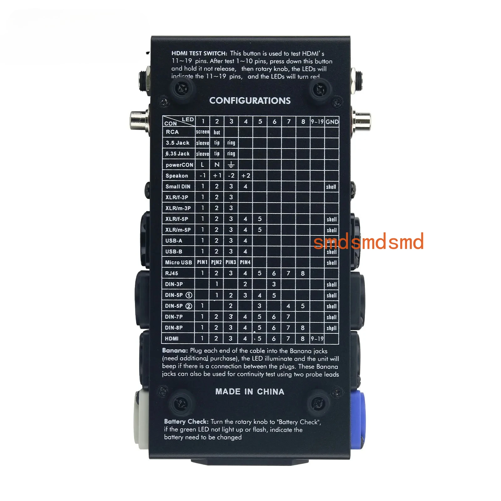 CT-20 Audio Cable Tester RJ45 Cable Tester (Measures 20 Types) for HDMI-compatible PowerCON Speakon