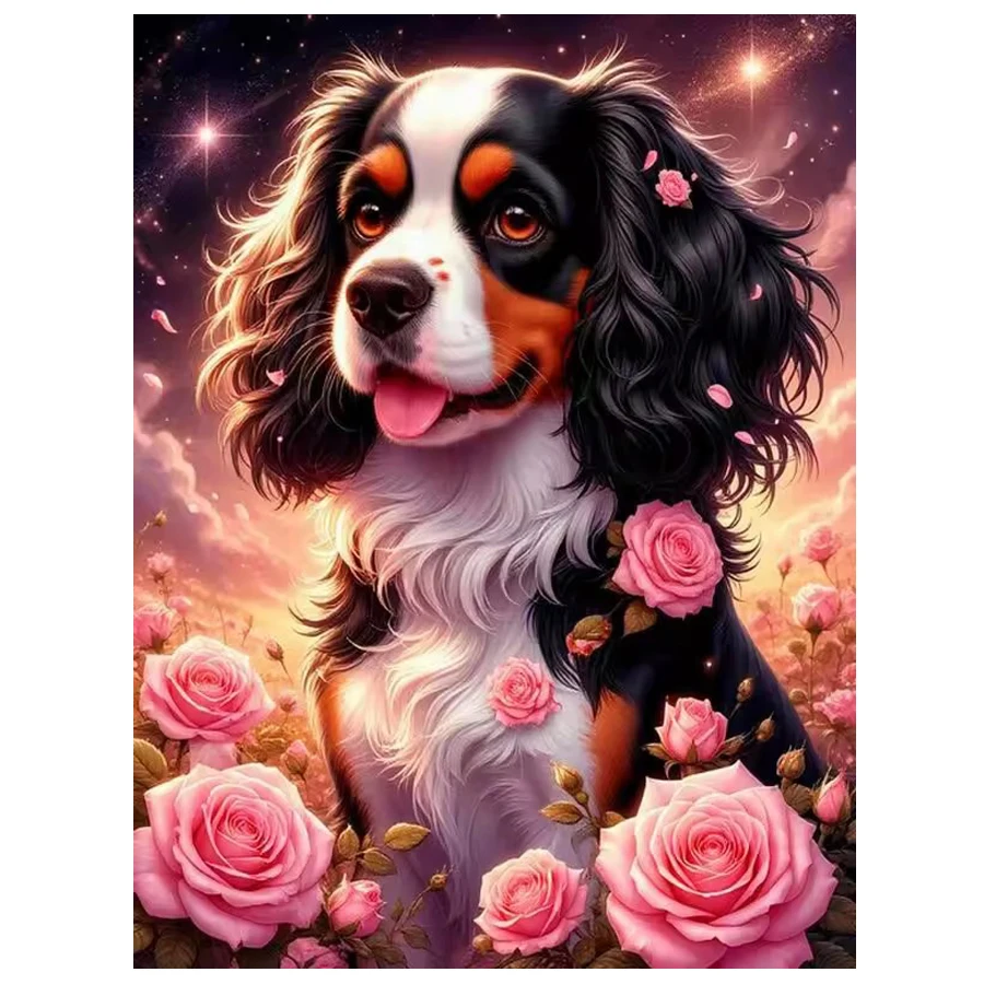 King Charles Hound Diamond Painting cute pet dog Set, DIY Adult Full Diamond Home Decoration Painting Set, Adult Frameless Craft
