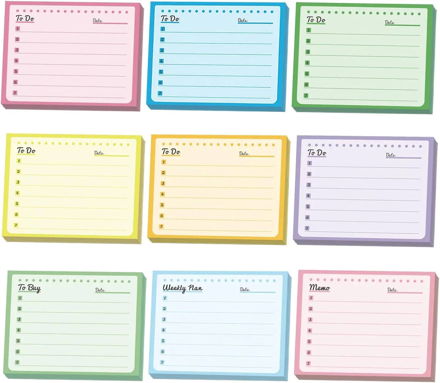 50sheets Sticky Notes Memo Pad Planner Notepad To Do List Stickers Shopping Checklist sticky notes Office Supplies Stationery