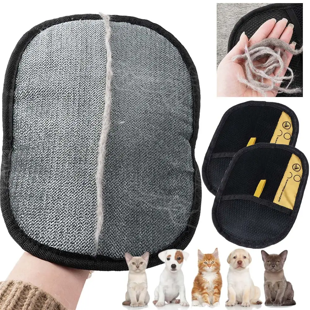 2 قطعة/المجموعة على الوجهين الحيوانات الأليفة الاستمالة قفازات لينة سميكة ثابتة إزالة الغبار فرشاة سوداء متعددة الوظائف إزالة قفازات القط #1