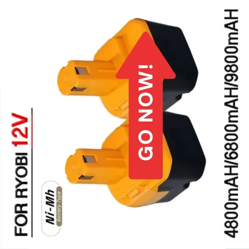 

For Ryobi Ni-MH Replacement Battery 12V Compatible with 4.8/6.8/9.8Ah Capacity for Models 1400652 BID1211 B-8286 BPT1025