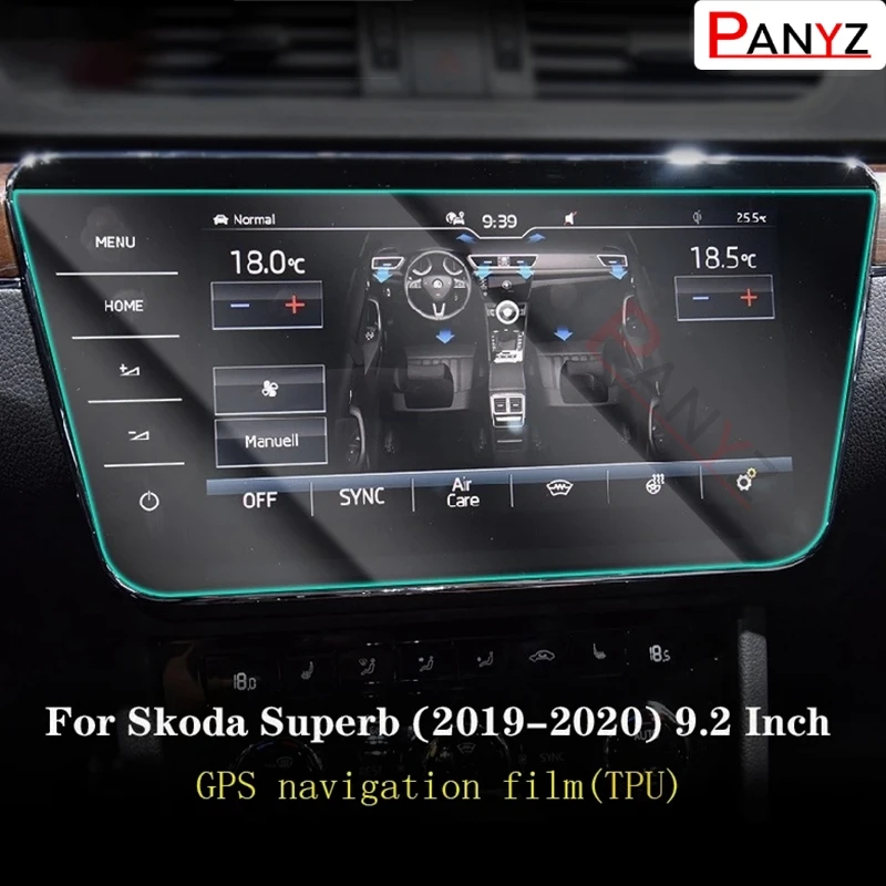 For Skoda Superb 2019-2023 Car Interior Navigation Gear Panel Transparent TPU Protective Film Anti-scratch Repair Accessories