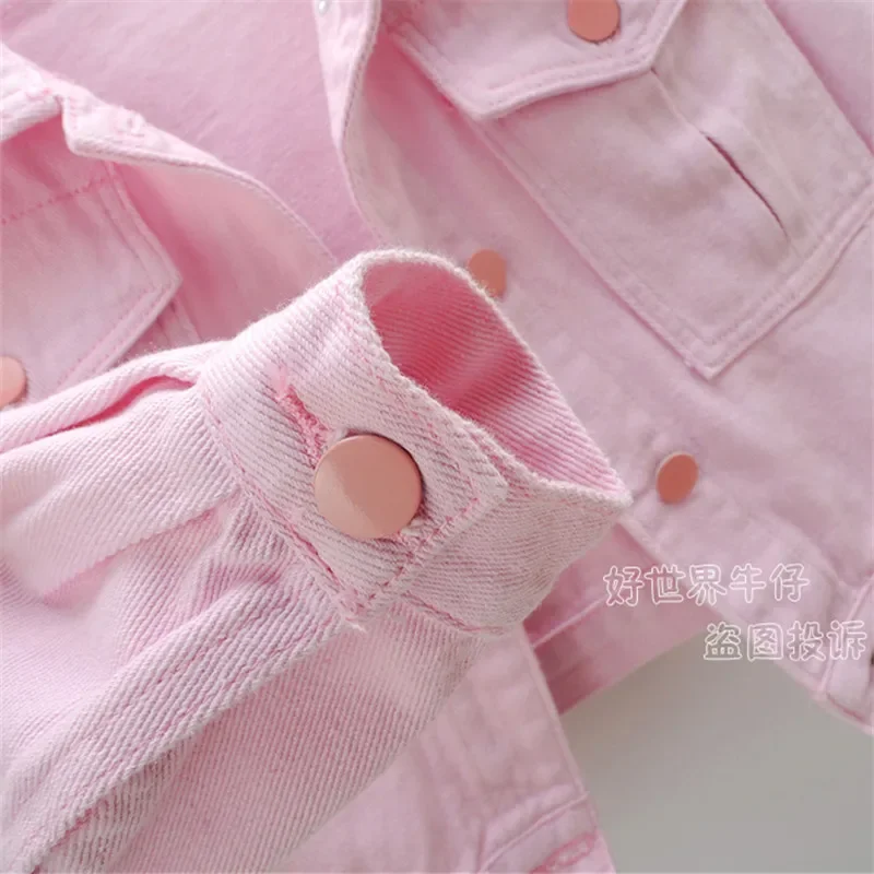 

Pink Denim Jacket Women Cowboy Outerwear Chaquetas Mujer Spring Autumn Fashion Slim Short Big Pocket Jeans Jacket Coat Female