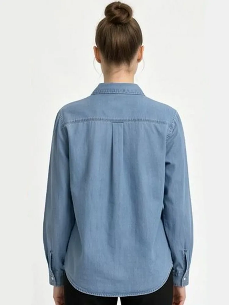 Women Denim Embroidery Blouses Spring Autumn Long Sleeve Woman Blouse Shirt Office Elegant Work Shirt Top Blusas Mujer De Moda view 5