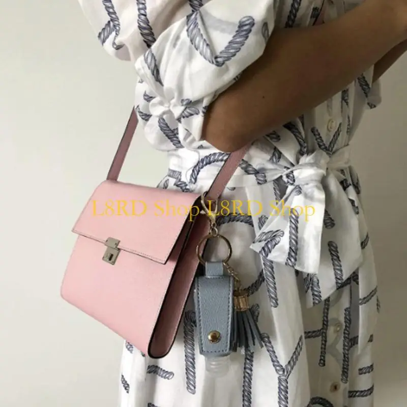 

L8RD 30 мл ручного дезинфицирующего держателя Портативная пустая утечка пластиковая бутылка для перемещения с кожаным держателем