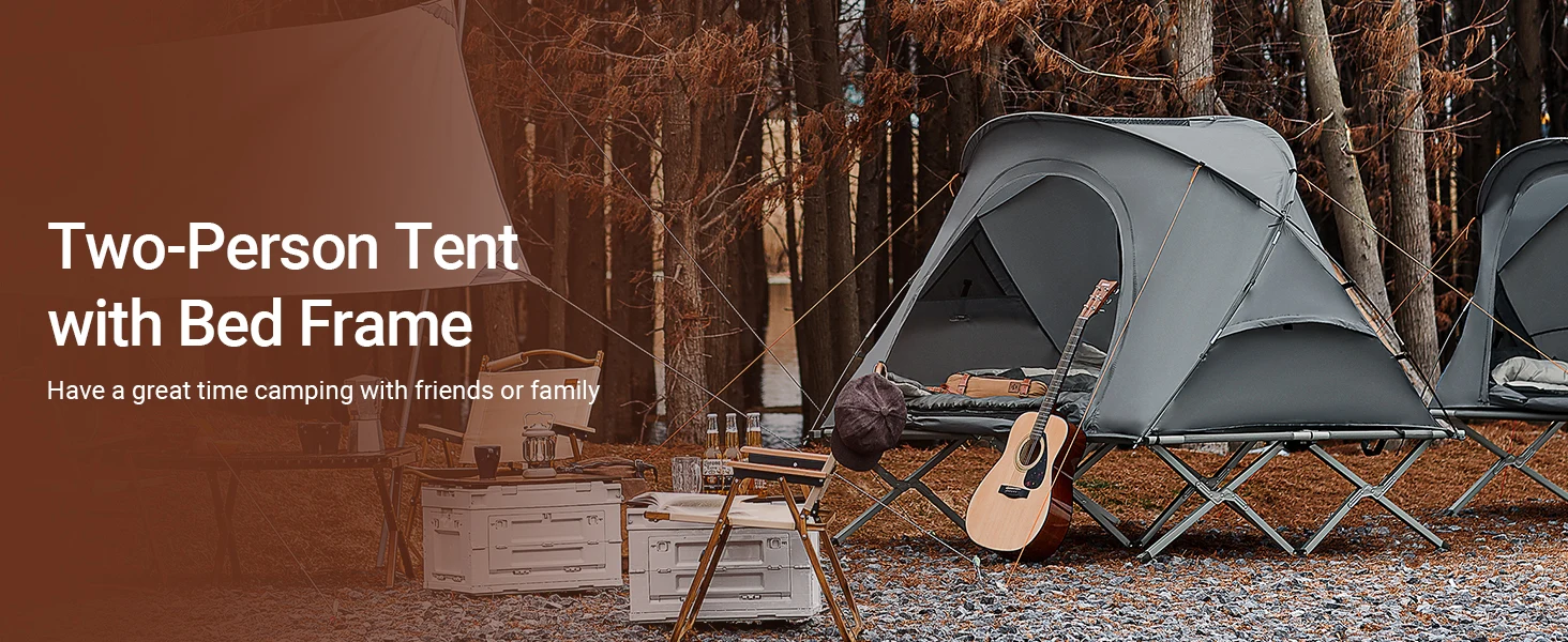 SoBuy OGS60-L-HG Survival-Zelt Feldbett mit Zelt Feldbett 4 in1 Camping Set mit Schlafsack und Zubehör Zelt 2 Person – Detail 5