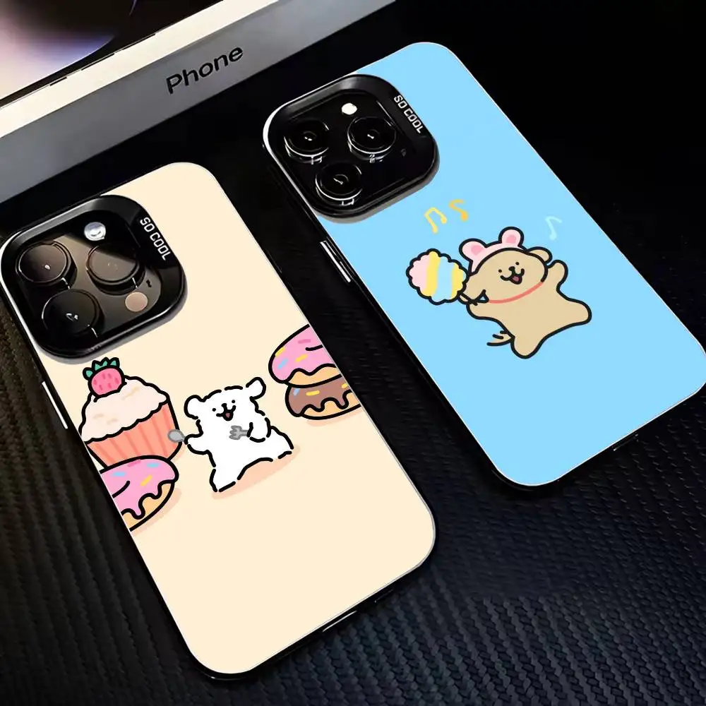 

Korea Line Puppy Maltese Phone Case For iPhone17,16,15,14,13,12,11 Plus,Pro Max Black Matte Shockproof Cover