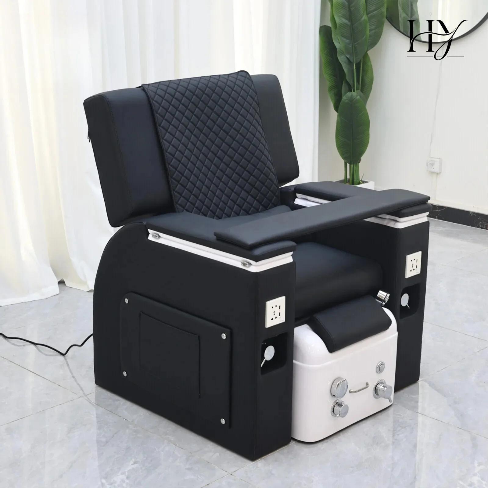 Electric Reclining Pedicure Massage Chair with Built-in Foot Basin, Professional Foot Spa Sofa for Salon & Home Beauty Use