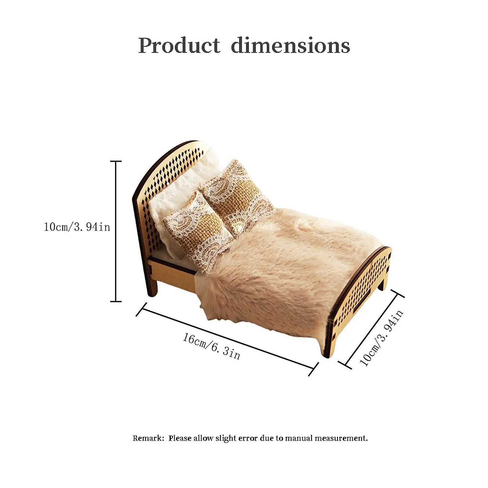 1:12 Scale Dollhouse Double Bed Miniature Bed DIY Scene Bedroom Micro Scene Mini Bed Accessory Miniature Dollhouse Furniture - view 2