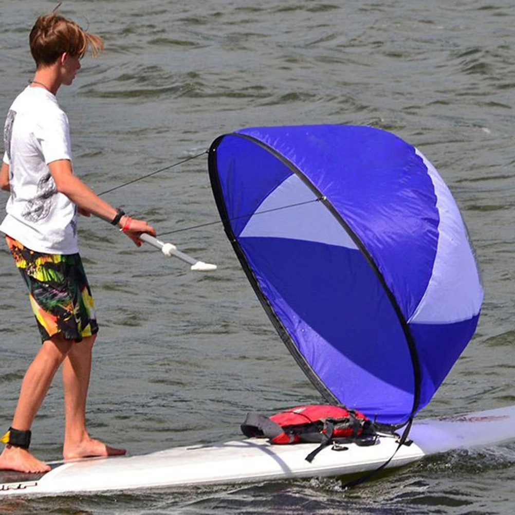 

108Cm Kayak Wind Sail Clear Window Foldable Uv Protection For Canoe Inflatable Boats Downwind Sailing Sup Paddle Blue