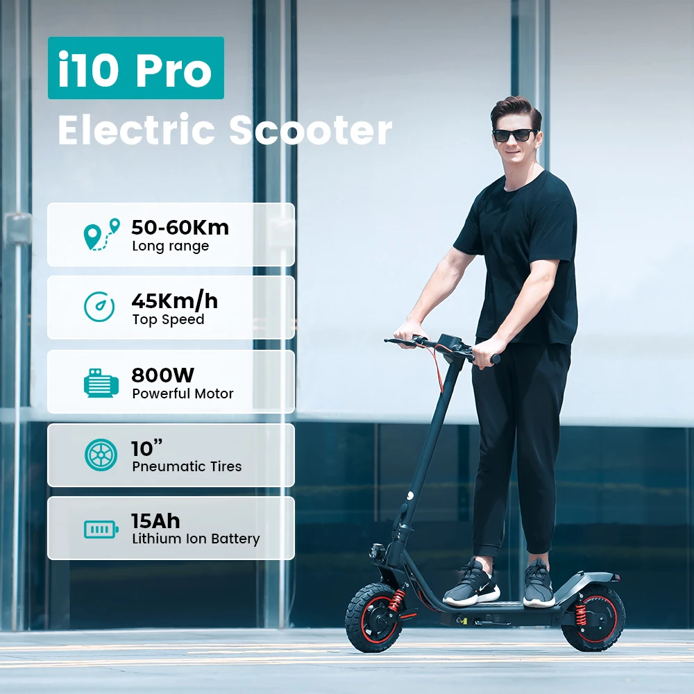 IScooter i10 Pro Elektroroller 800W Motor E-Scooter 48V15AH Hochleistungs-Lithiumbatterie unterstützt APP-App, Höchstgeschwindigkeit 45KM/H, maximale Reichweite 60KM, 10 Zoll Luftreifen, brandneu, original, direkt ab Werk. – Detail 1