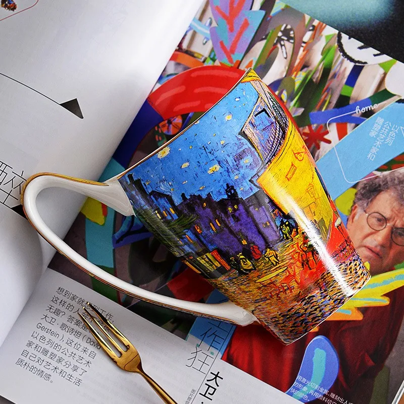 Van Gogh Vincent Les Tournesols Girasoli Tazza dorata Tazza dorata Tazza da caffè Tazza da latte Doratura Tazza in porcellana Tazza in ceramica
