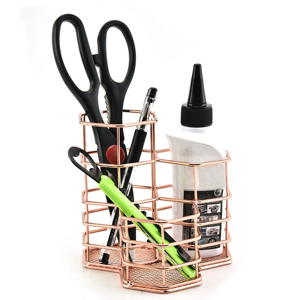 Makeup Brushes Storage Container Stylish And Easy Access Unique Stationery Storage Container rose gold L(14.5*12*7.5cm)