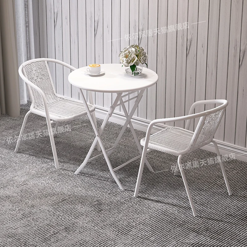 Folding Round Table Simple Modern Balcony Chair Combination Tea Table Dining Chair Tuinmeubelen Garden Furniture Sets WK50HY